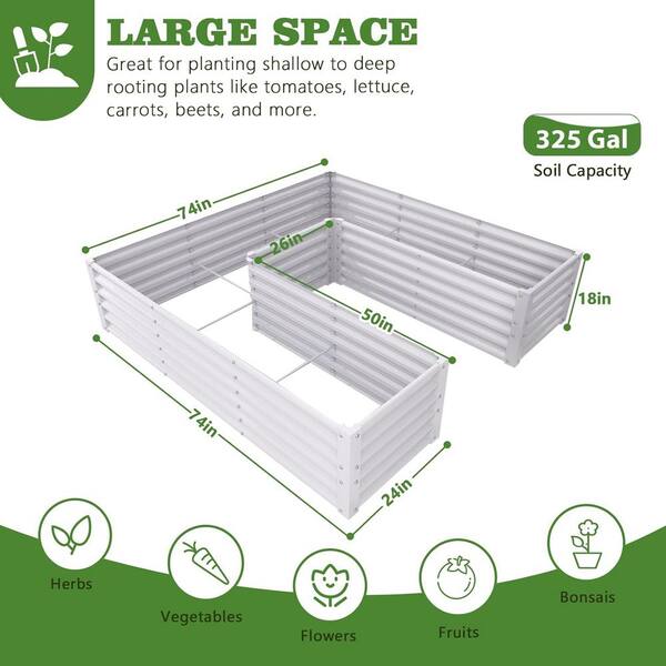 White 70in. x 60in. x 18in. Hexagon Galvanized Raised Garden