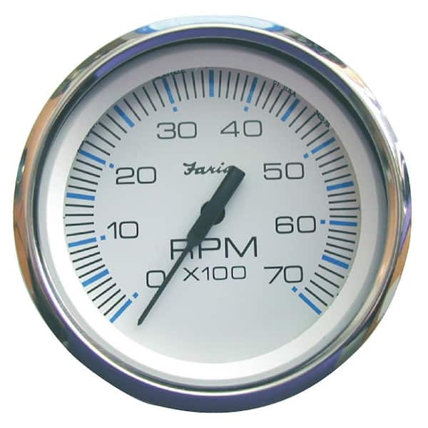 Faria Chesapeake Stainless Steel White 4 in. Gauge - Tachometer, 6000 Gas Inboard and I/O Engines
