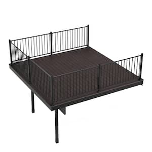 Infinity Attached 12 ft. x 12 ft. x 4 ft. Tiger Cove Brown Composite Deck Kit with Steel Framing and Railing
