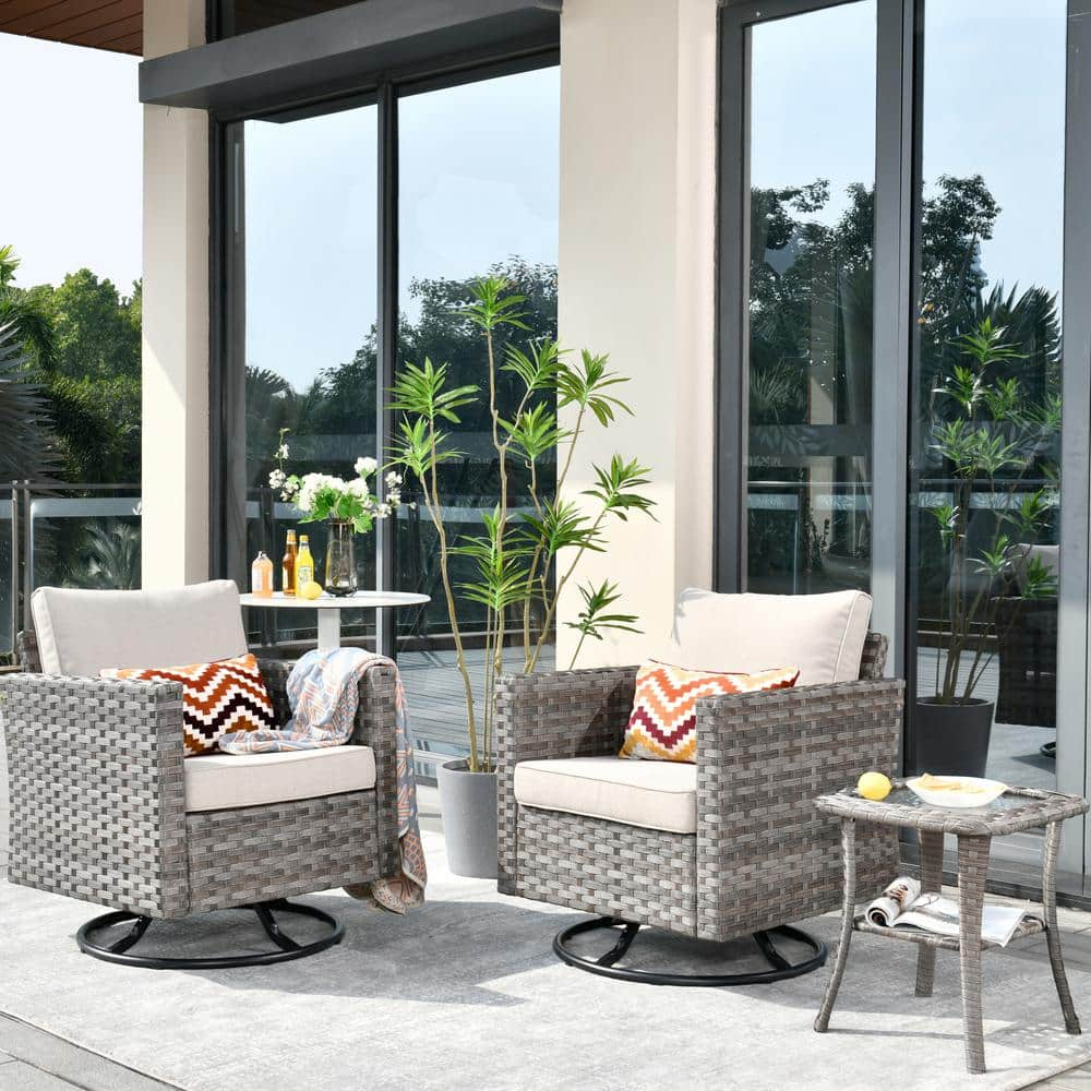 Patio conversation set discount with swivel chairs