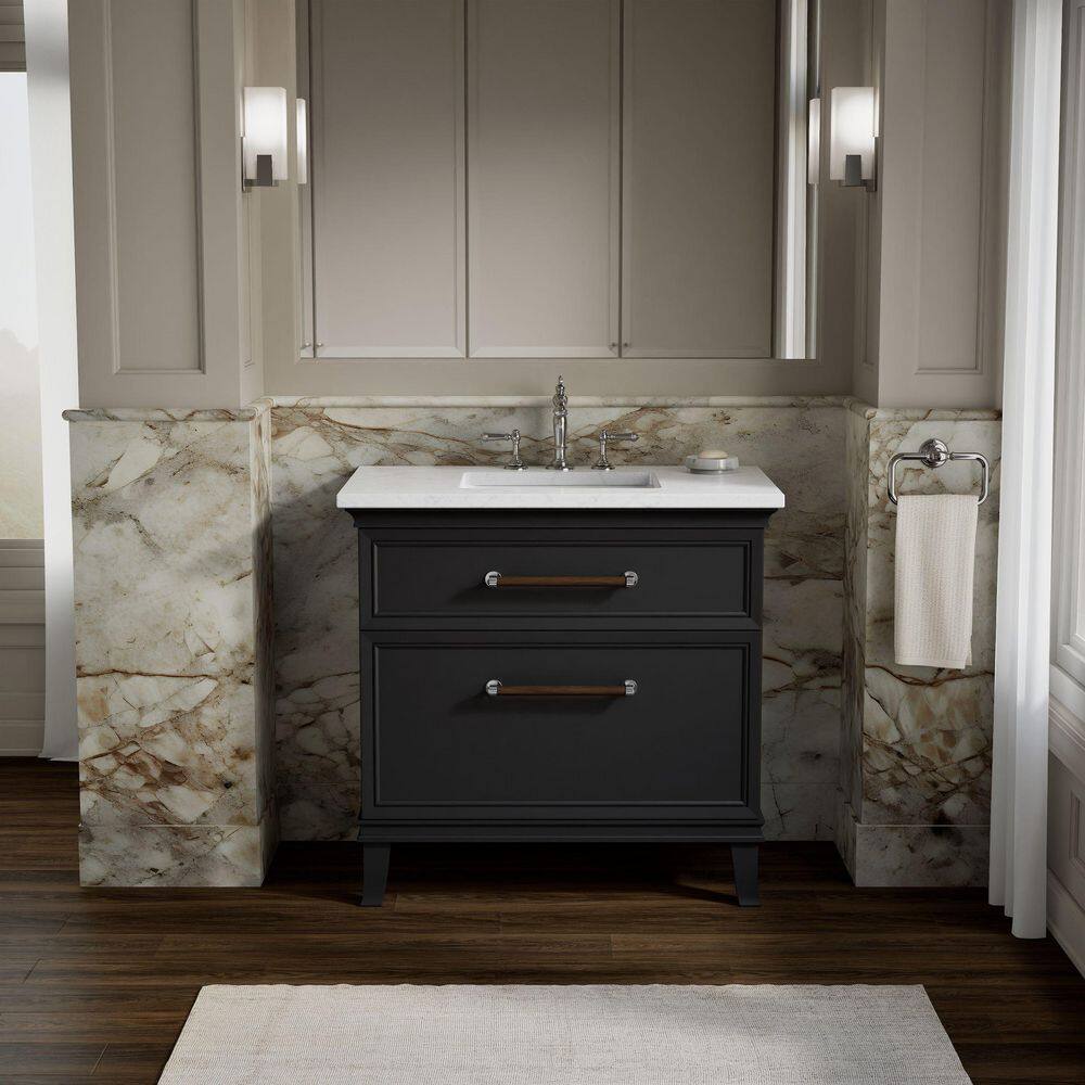 Artifacts 36 in. Freestanding Slate Grey Bath Vanity with White Eternal Statuario Quartz Top And Chrome Hardware price history on PriceWatchPro