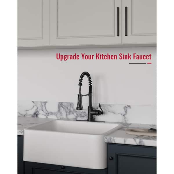 Single Handle Springneck Pull-Down Sprayer Kitchen Faucet with Spot Resist Stainlessin Oil Rubbed Bronze