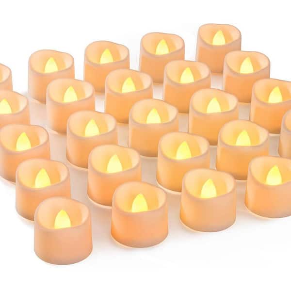 Bright Amber Flameless Flickering LED Tea Lights: Long-Lasting Warm Glow 72-Pack UMNWCG