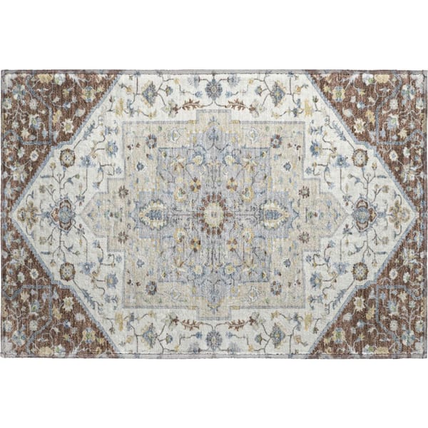 Mayfield Premium Machine Washable Abstract AMF2533 Chocolate 2 ft. x 3 ft. Accent Rug