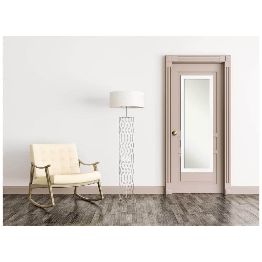 White Full-Length Non-Beveled Door Mirror with Matte Frame