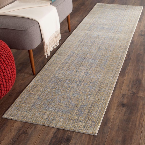 Valencia Grey/Gold 2 ft. x 6 ft. Border Runner Rug