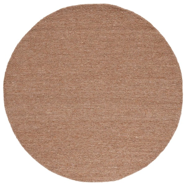 Himalaya 6 ft. x 6 ft. Light Brown Solid Modern Round Area Rug