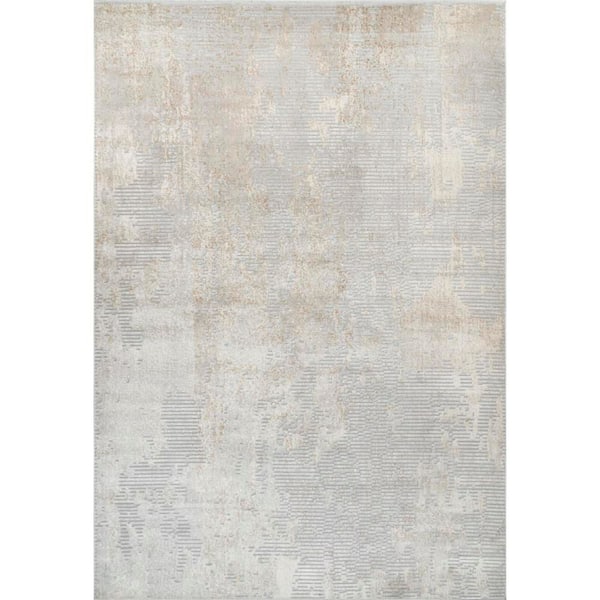 Iris Textured Abstract Light Grey 10 ft. x 14 ft. Indoor Area Rug