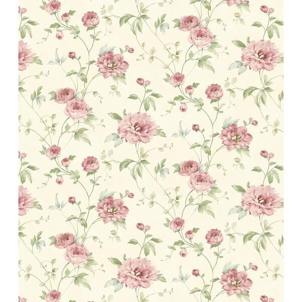 Chesapeake Priscilla Pink Peony Floral Trail Wallpaper Sample