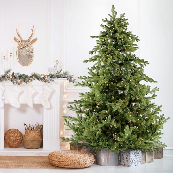 9 ft. Pre-Lit Woodside Pine Artificial Christmas Tree with Warm White LED Lighting and EZ Connect