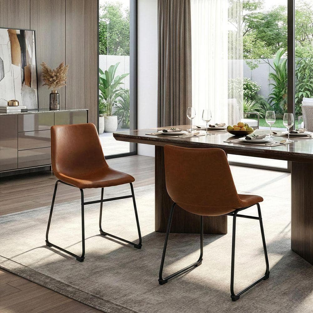 ベランダチェアデザイナーズ Modern Dining Table chair Glamour Home Set of 2 Adan Iron Frame Vintage Cappuccino Brown