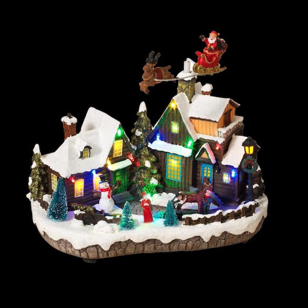 GERSON INTERNATIONAL 11.8 in. H Electric Lighted Holiday Village ...