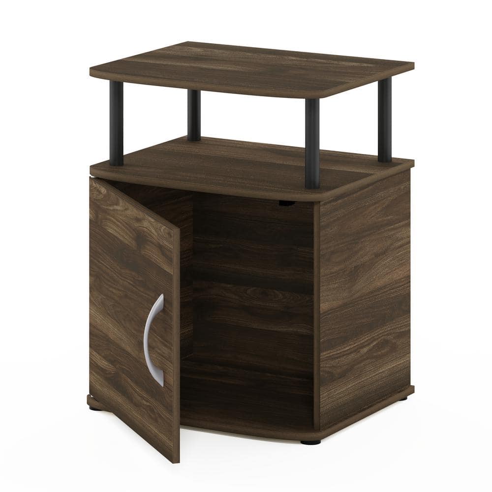 Columbia Walnut and Black Wood End Table with Storage