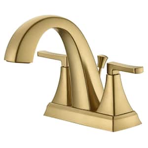 Opera 4 in. Double Handle Centerset Bathroom Faucet with Drain in Gold