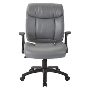 Charcoal Grey Faux Leather Managers Chair with Built-in Lumber Support