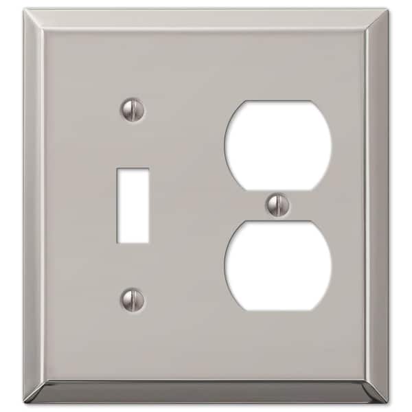 AMERELLE Metallic 2 Gang 1-Toggle and 1-Duplex Steel Wall Plate - Polished Nickel