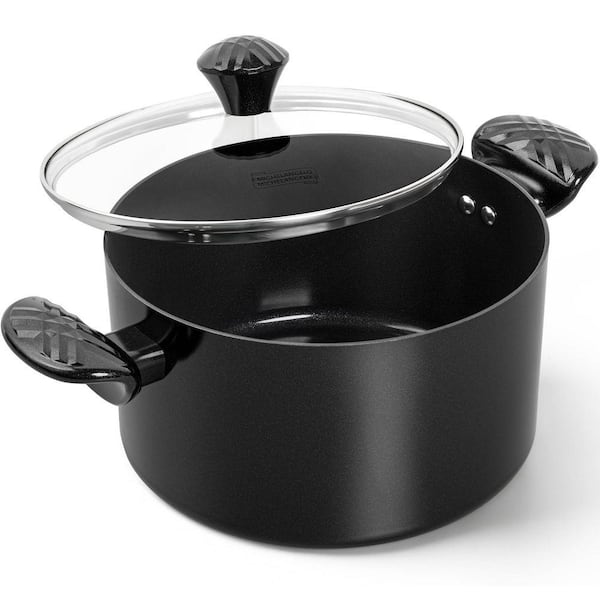 Stock Pot 6 qt. with Lid, Nonstick Ceramic Cooking Pot, Stay-Cool Handle, Induction Compatible - 6 qt., Black