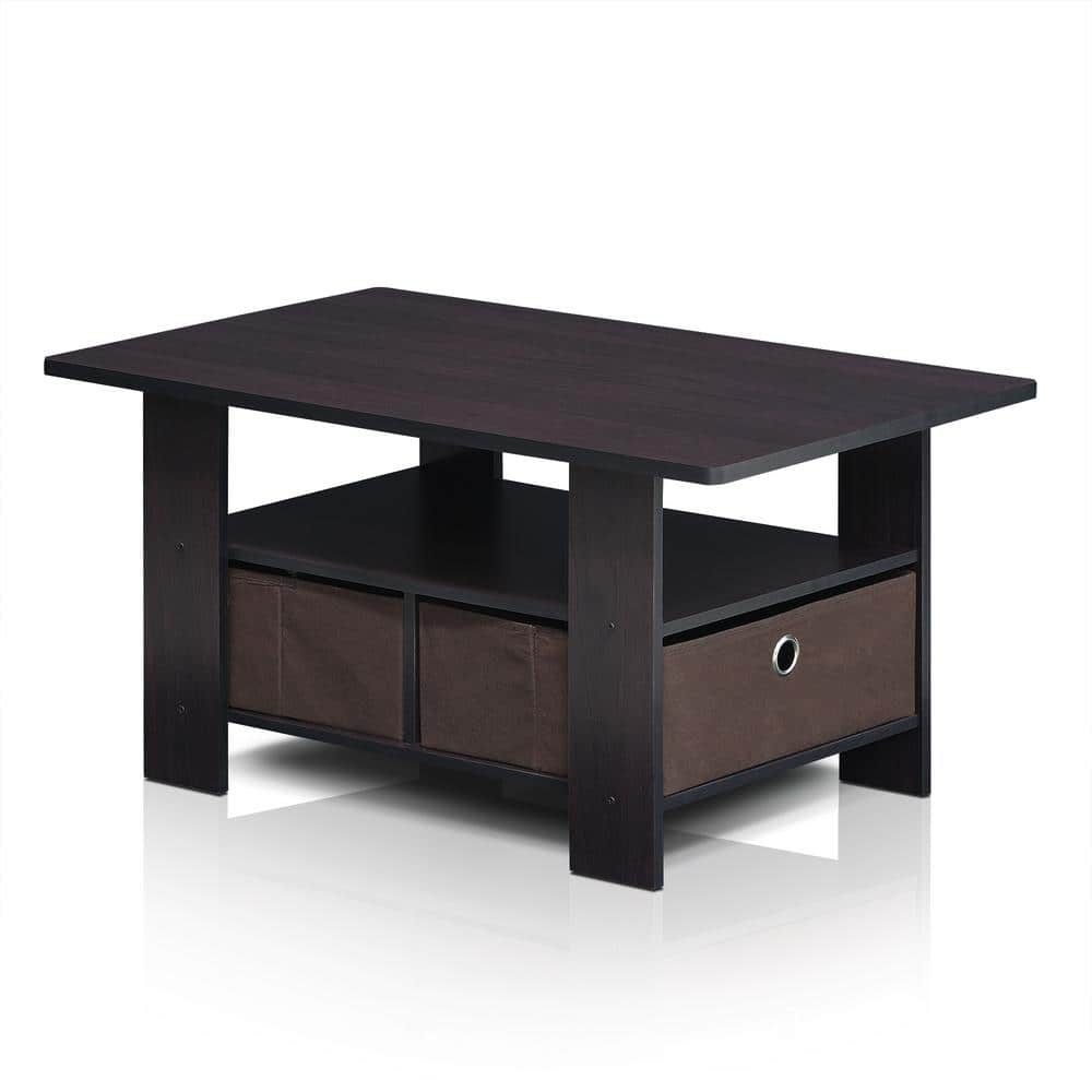 Andrey Dark Walnut Rectangular Coffee Table with Storage Bin