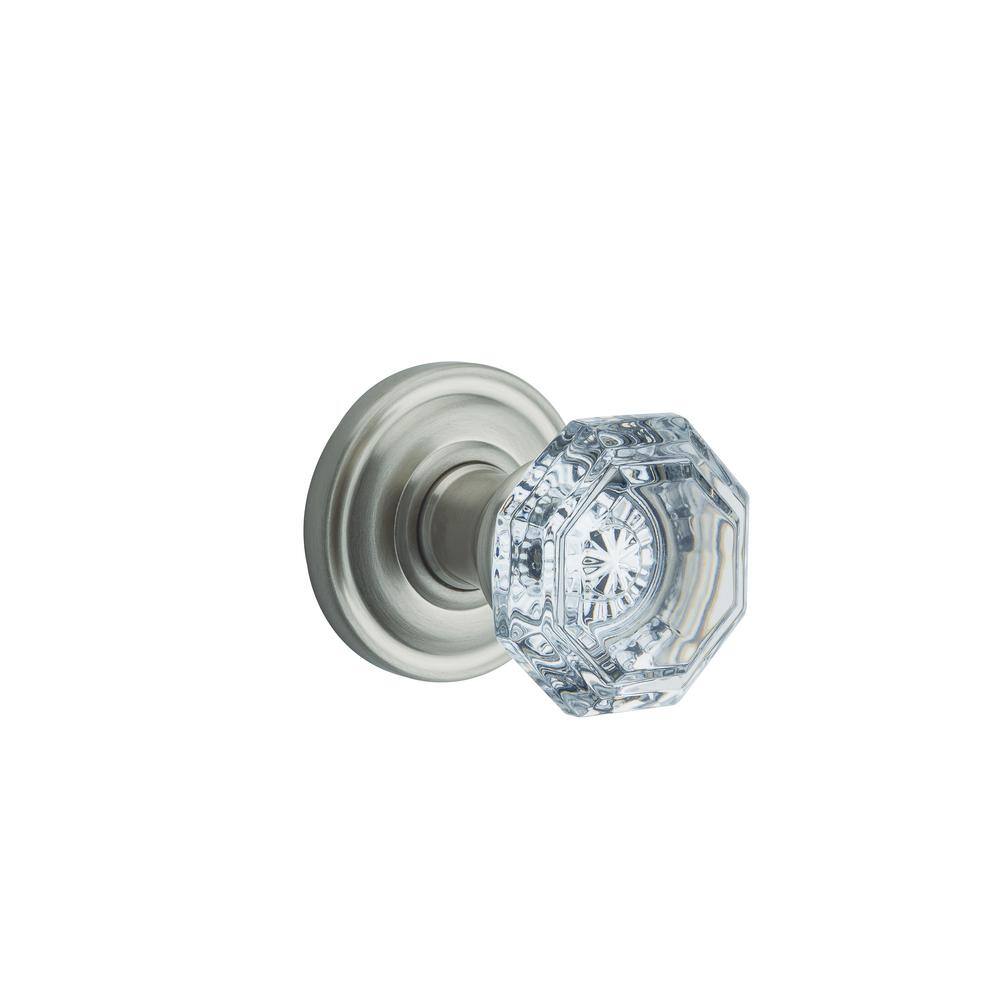 Baldwin Crystal Satin Nickel Bed/Bath Door Knob with Traditional Round