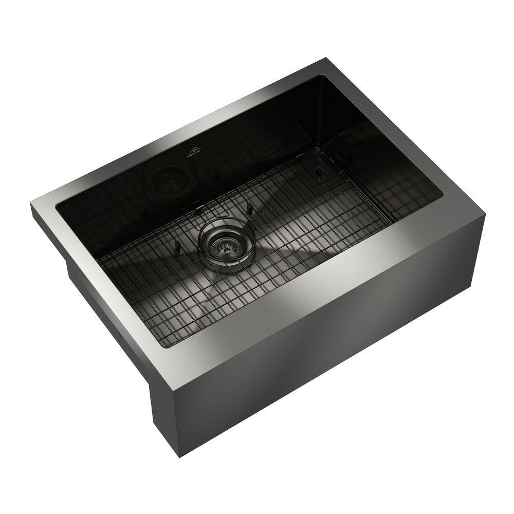 30" Black Stainless Steel Single Bowl Farmhouse Kitchen Sink