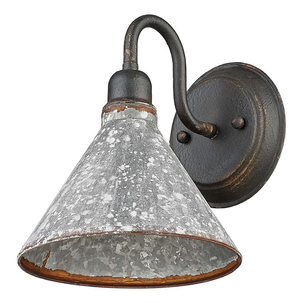 Jasper Antique Black Iron Dimmable Wall Sconce with Gray Shade