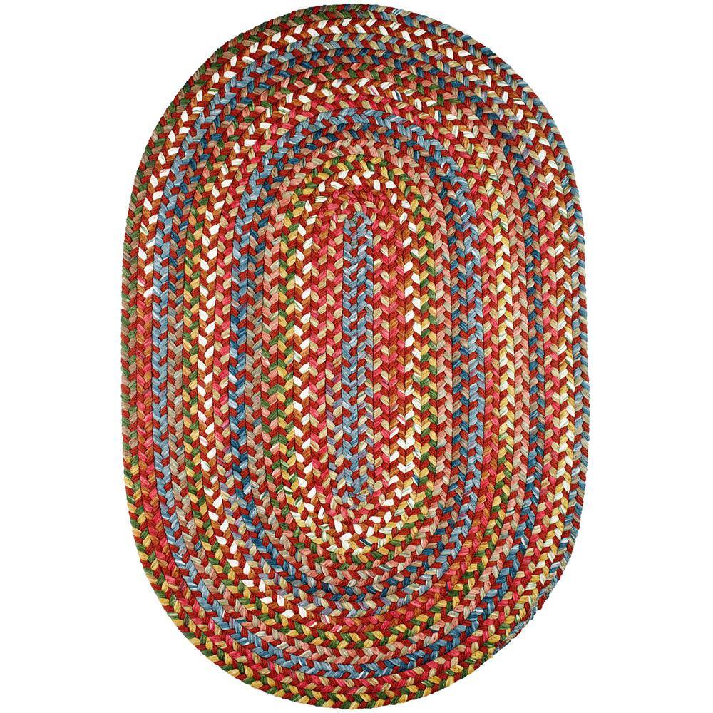 Rhody Rug Bouquet Tawny Port 2 ft. x 4 ft. Oval Indoor/Outdoor Braided