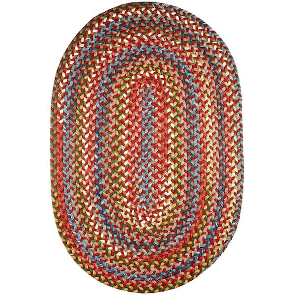 Rhody Rug Bouquet Tawny Port 7 ft. x 9 ft. Oval Indoor/Outdoor Braided Area Rug