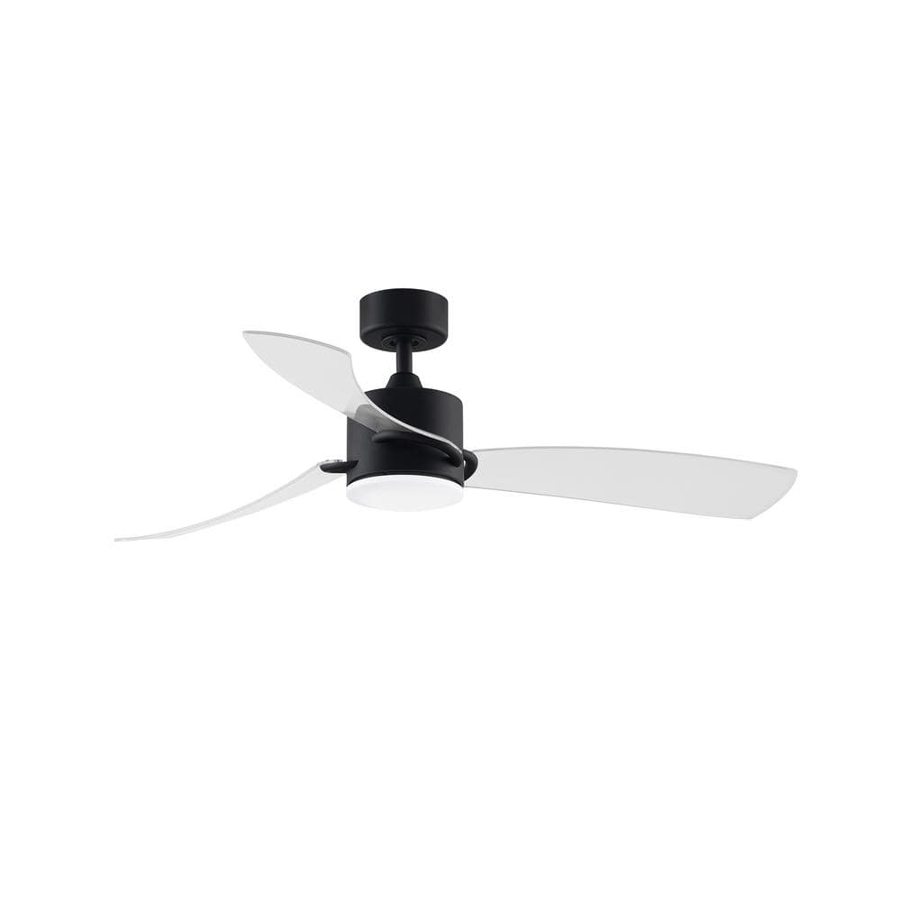 SculptAire 52" Black Composite 3-Blade Ceiling Fan with Opal Frosted Light