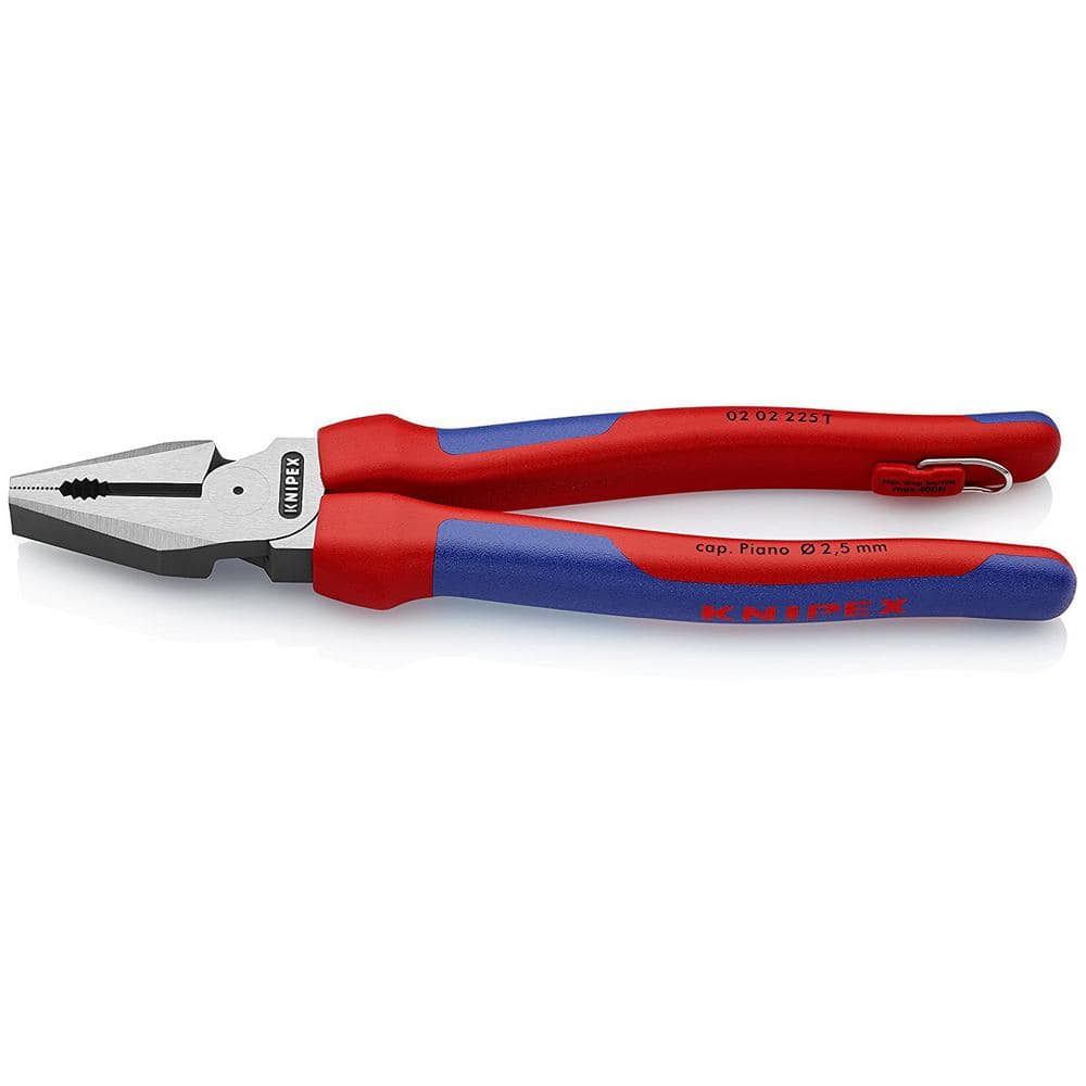 KNIPEX High Leverage Combination Pliers Dual-Component Comfort Grips and Tether Attachment 02 02 225 T BKA - The Home Depot