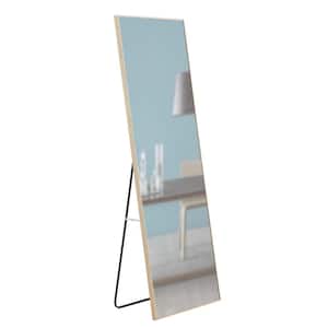 23 in. W x 65 in. H Rectangular Wood Framed Full-Length Wall Bathroom Vanity Mirror in Light Oak