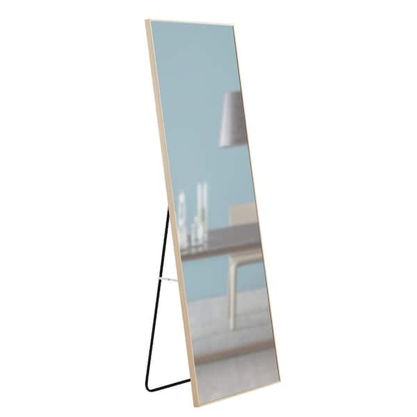 Unbranded 23 in. W x 65 in. H Rectangular Wood Framed Full-Length Wall Bathroom Vanity Mirror in Light Oak