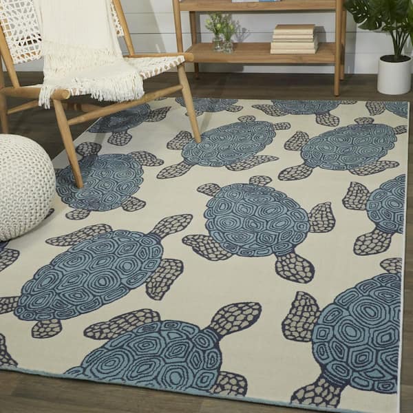 Swimming Cream 7 ft. 10 in. x 10 ft. Novelty Area Rug