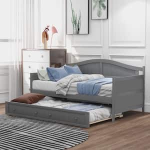 Gray Twin Wooden Daybed with Trundle Bed (78.2 in. L x 42.3 in. W x 35.4 in. H)