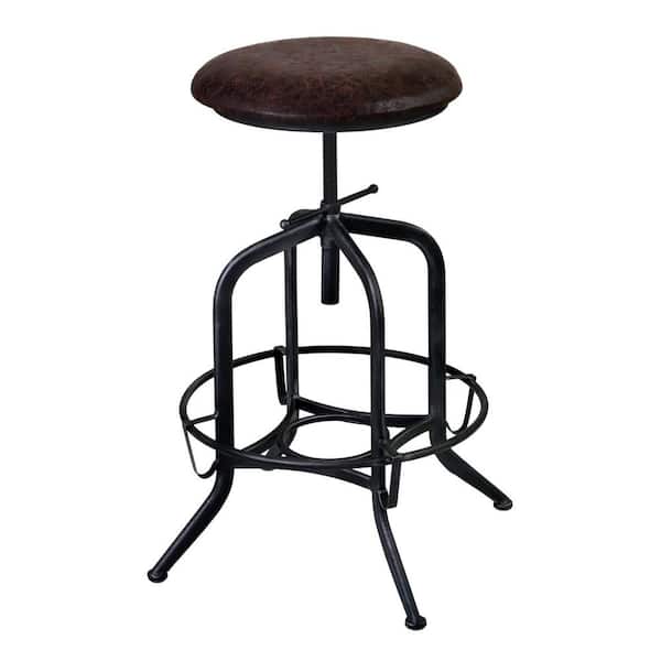 HomeRoots Brown and Black Adjustable Industrial Style Bar Stool