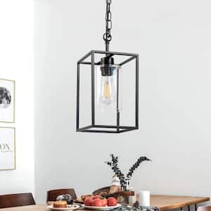 1-Light Black Kitchen Island Pendant Lighting with Glass Shade, Hanging Lighting for Living Room, Restaurant, Hallway