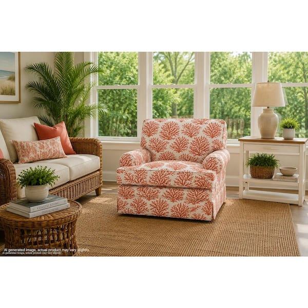 Coral Reef Multi Patterned 43 in. Arm Chair Set of 1 with Removable Cushions