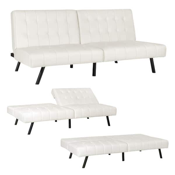 JASIWAY 35.5 in. White Teddy Fabric Upholstery Single Sleeper Twin Size Sofa  Bed Convertible Futon with Gold Metal Legs J-W10976-002 - The Home Depot