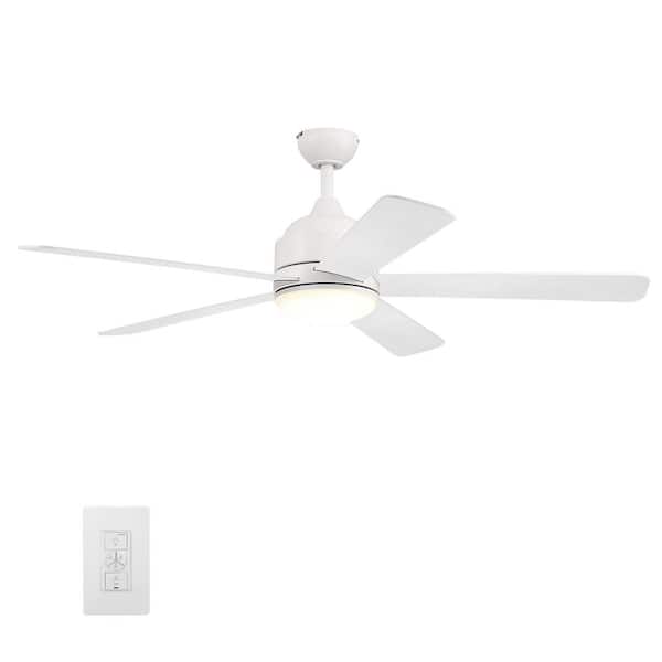 CARRO Soran 52 in. Integrated LED Indoor White Smart Ceiling Fan with Light Kit and Wall Control, Works with Alexa/Google Home