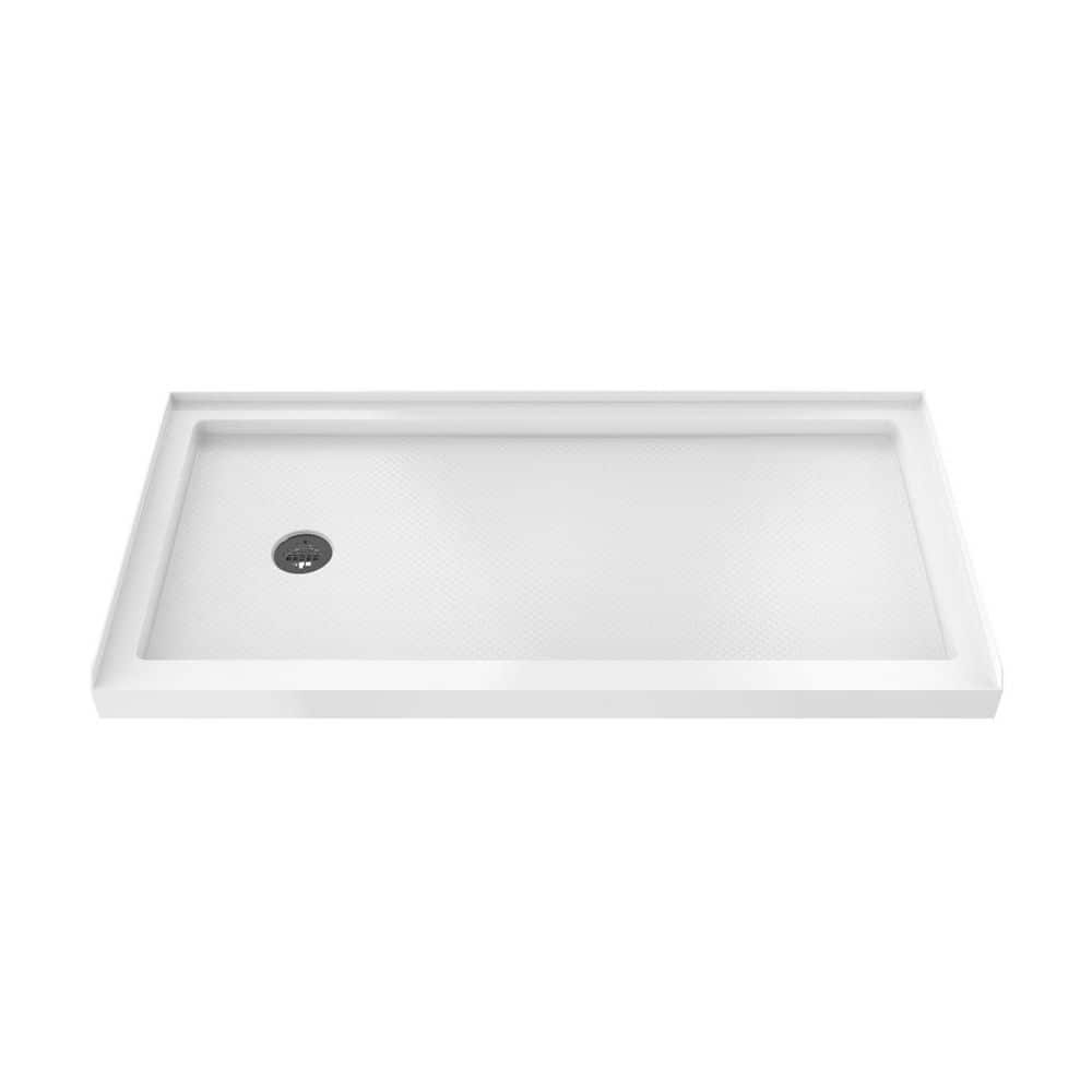 SlimLine 60 in. L x 34 in. W Alcove Rectangular White Shower Pan Base with 2 in. Round Left Drain in Matte Black price history on PriceWatchPro
