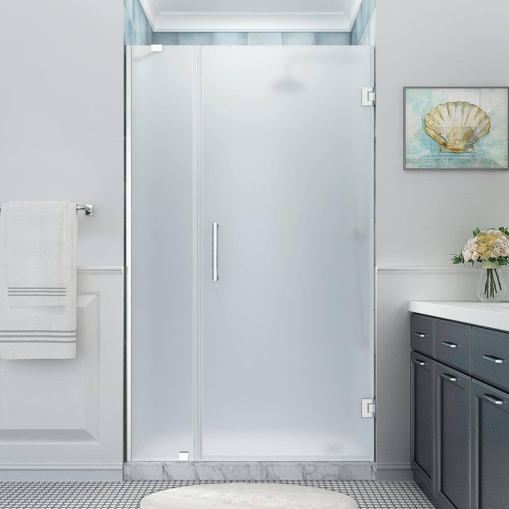 Belmore XL 48" Frameless Hinged Shower Door with Frosted Glass