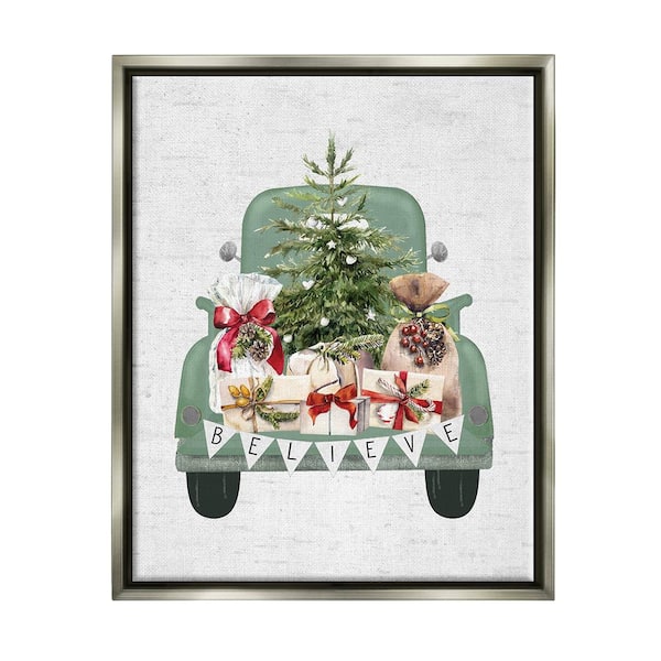 Stupell Industries Christmas Gift Pickup by Lettered and Lined 1 Piece Floater Frame Graphic Print Travel Poster Art Print 21 in. x 17 in.
