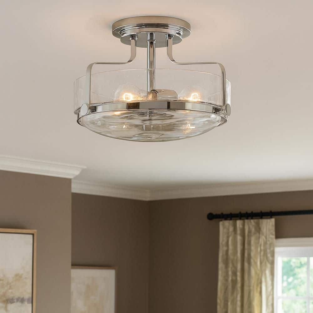 Harper Medium Semi-Flush Mount Ceiling Light, Chrome + Clear Seedy Glass price history on PriceWatchPro