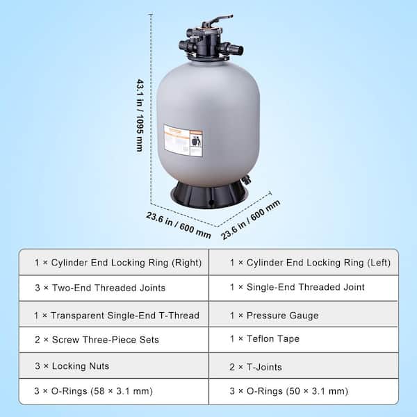 VEVOR Sand Filter 24 in. Swim Pool Sand Filter System 65 GPM VEVOR Sand Filter 24 in. Swim Pool Sand Filter System 65 GPM