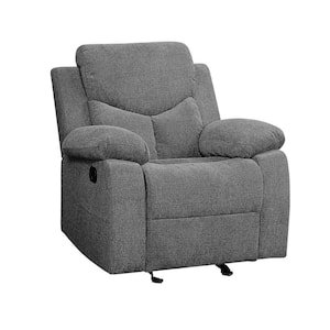 Gray Fabric Upholstered Glider Recliner Chair with Pillow Top Armrest