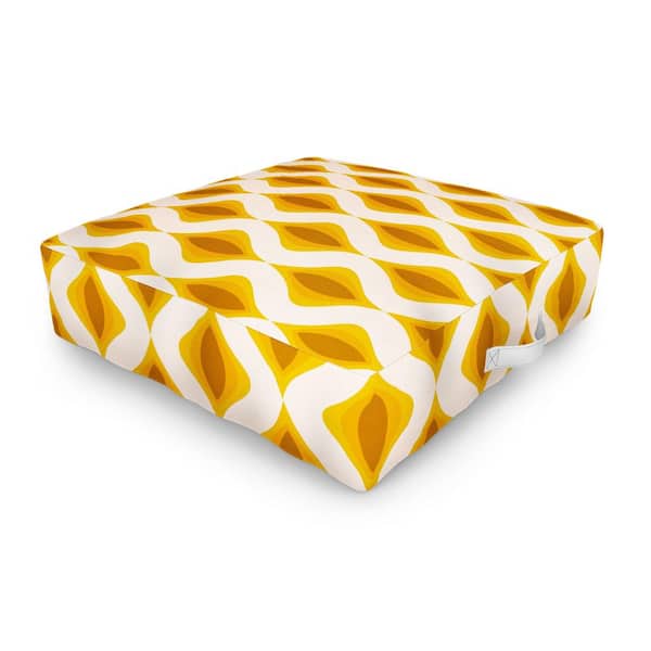 DenyDesigns. 26 in. x 26 in. Alisa Galitsyna Yellow Ornaments Outdoor Floor Cushion