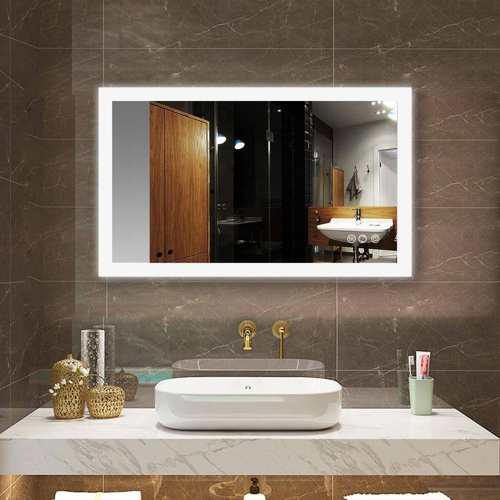 Cesicia 40 In W X 24 In H Rectangular Frameless Wall Mount Bathroom   Silver Cesicia Vanity Mirrors Hhmirror6 64 1000 