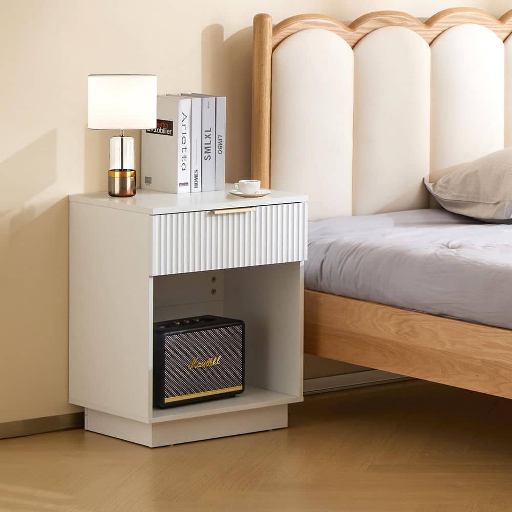 White 1 Drawer 17. 72 in. Wide Nightstand