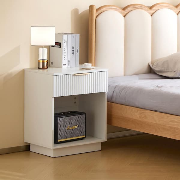 Karl home White 1 Drawer 17. 72 in. Wide Nightstand
