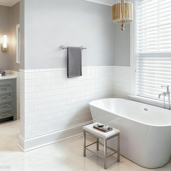 16 in. Wall Mounted Single Towel Bar Bath Hardware Accessory in Brushed Nickel