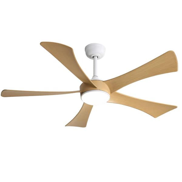 52 in.Indoor White Modern Ceiling Fan with 22W LED Light and Remote Control 5-ABS Blades for Living Room